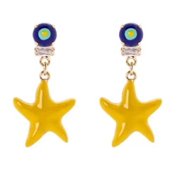 Orecchini con stella di mare pendente Partenope - Giallo