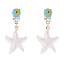 Orecchini con stella di mare pendente Partenope - Bianco