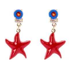 Orecchini con stella di mare pendente Partenope - Rosso