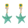 Orecchini con stella di mare pendente Partenope - Turchese