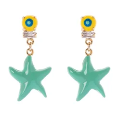 Orecchini con stella di mare pendente Partenope - Turchese