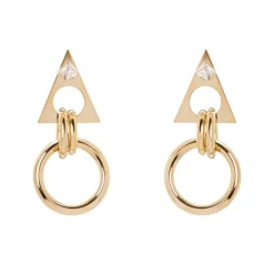 Orecchini con triangolo, anello e zircone Domus - Oro