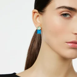 Orecchini con un cristallo ovale ed uno quadrato Sirens - Blu