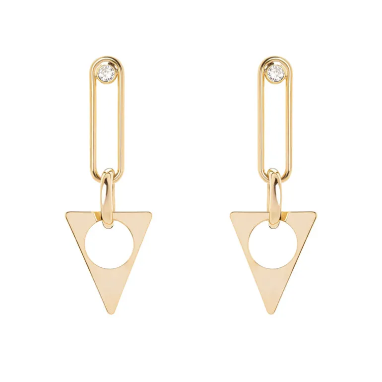 Orecchini con zircone e triangolo Domus - Oro