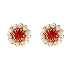 Orecchini fiore di mini perle Ondina - Rosso