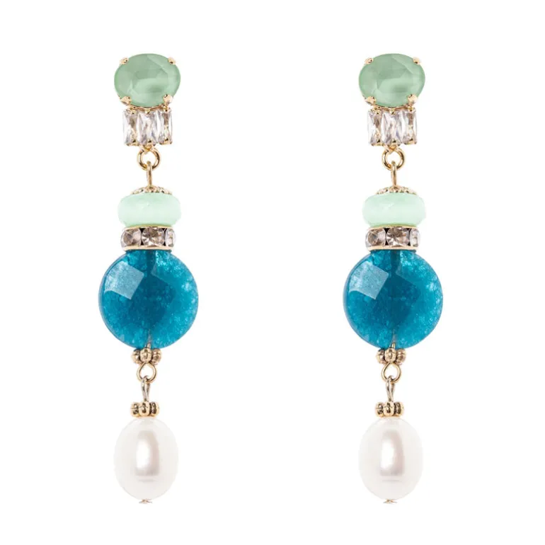 Orecchini lunghi Sirens - Blu