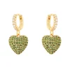 Orecchini mini cerchio e cuore Petit Pavè - Verde