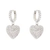 Orecchini mini cerchio e cuore Petit Pavè - Bianco