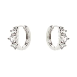 Orecchini mini cerchio e tre zirconi Ginevra - Argento