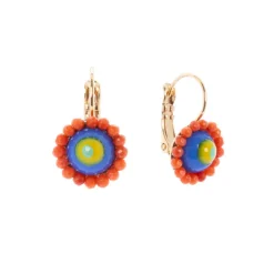 Orecchini monachella, cabochon e perline Partenope - Blu