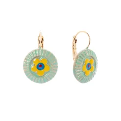 Orecchini monachella e disco con fiore Partenope - Multicolor