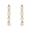 Orecchini strass, catena e perla Kelly - Bianco