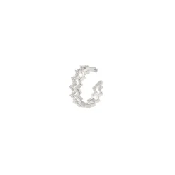 Orecchino Ear cuff mini cerchio a due linee scalari Rania - Argento