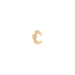 Orecchino Ear cuff a mini cerchio e tre sezioni Rania - Oro