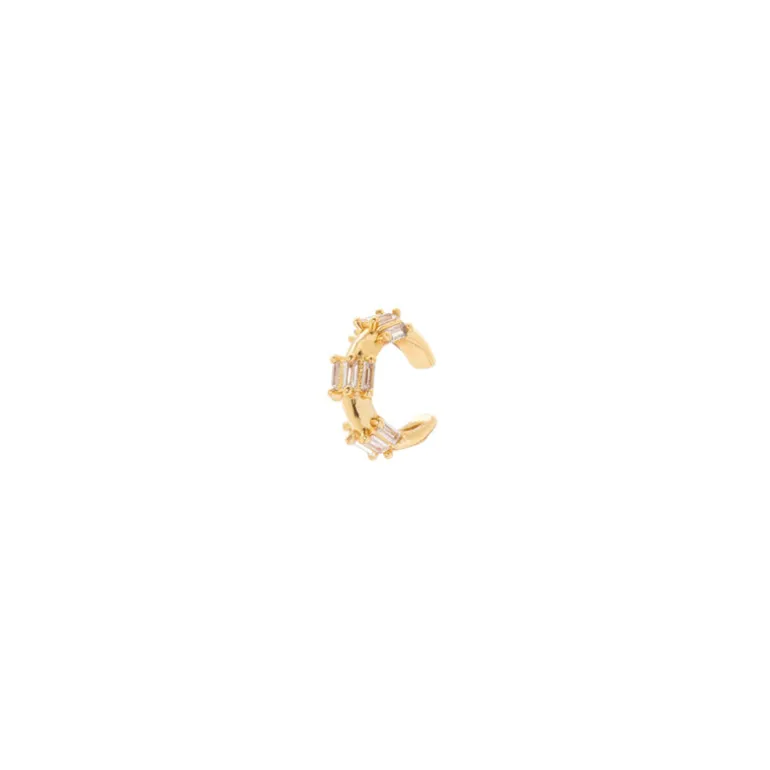 Orecchino Ear cuff a mini cerchio e tre sezioni Rania - Oro