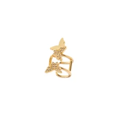 Orecchino Ear cuff a tre farfalline Rania - Oro