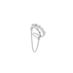 Orecchino Ear cuff al lobo con catenella Rania - Argento