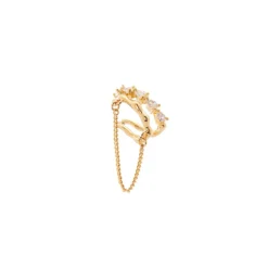 Orecchino Ear cuff al lobo con catenella Rania - Oro