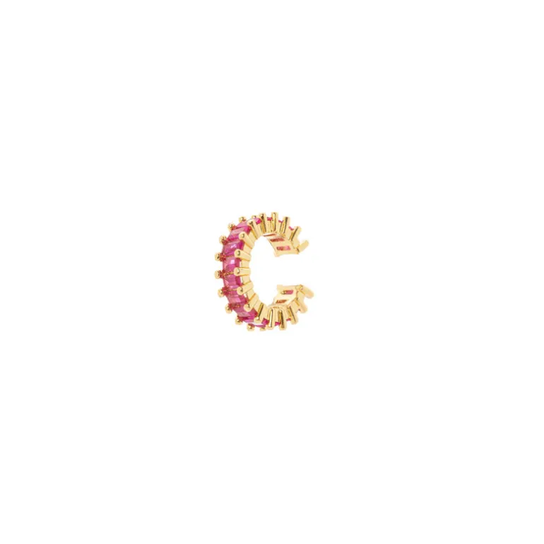 Orecchino Ear cuff cerchietto e fila di zirconi Rania - Rosso