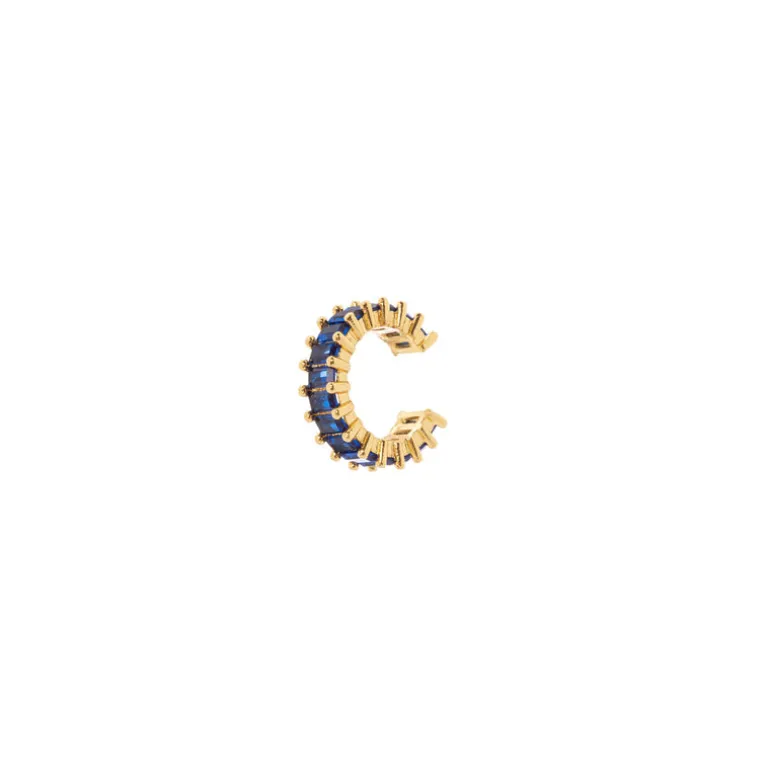 Orecchino Ear cuff cerchietto e fila di zirconi Rania - Blu