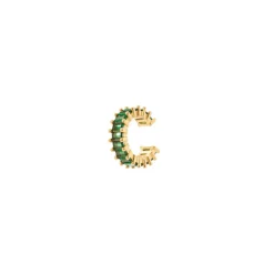 Orecchino Ear cuff cerchietto e fila di zirconi Rania - Verde