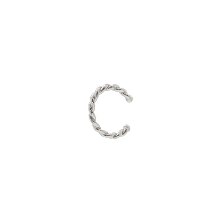 Orecchino Ear cuff mini cerchio a trama intrecciata Rania - Argento