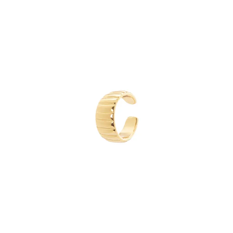 Orecchino Ear cuff mini cerchio a fasce trasversali Rania - Oro