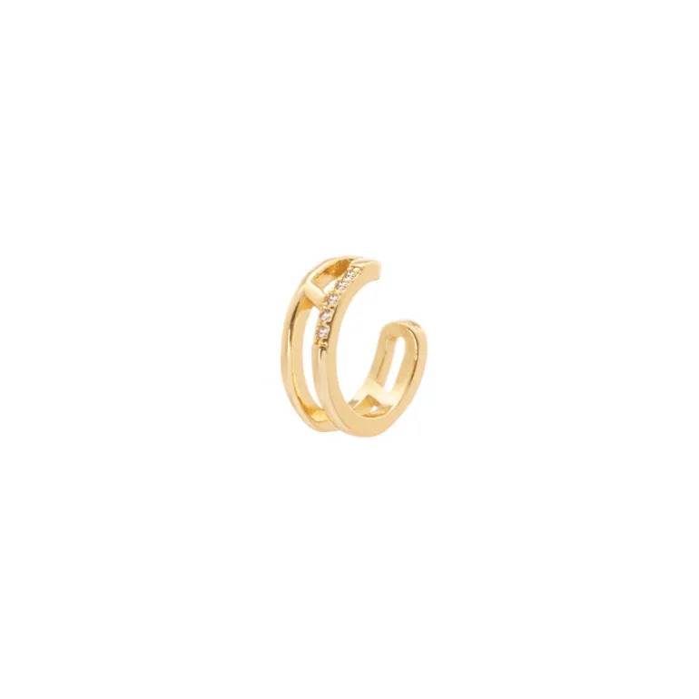 Orecchino Ear cuff mini cerchio doppia striscia Rania - Oro
