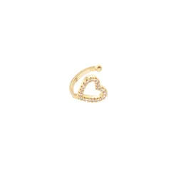 Orecchino Ear cuff mini cerchio e cuore cavo Rania - Oro