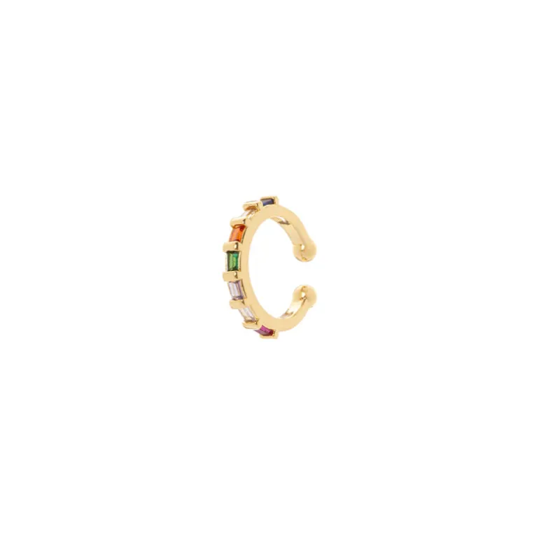 Orecchino Ear cuff mini cerchio e sezioni geometriche Rania - Oro