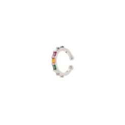 Orecchino Ear cuff mini cerchio e sezioni geometriche Rania - Argento