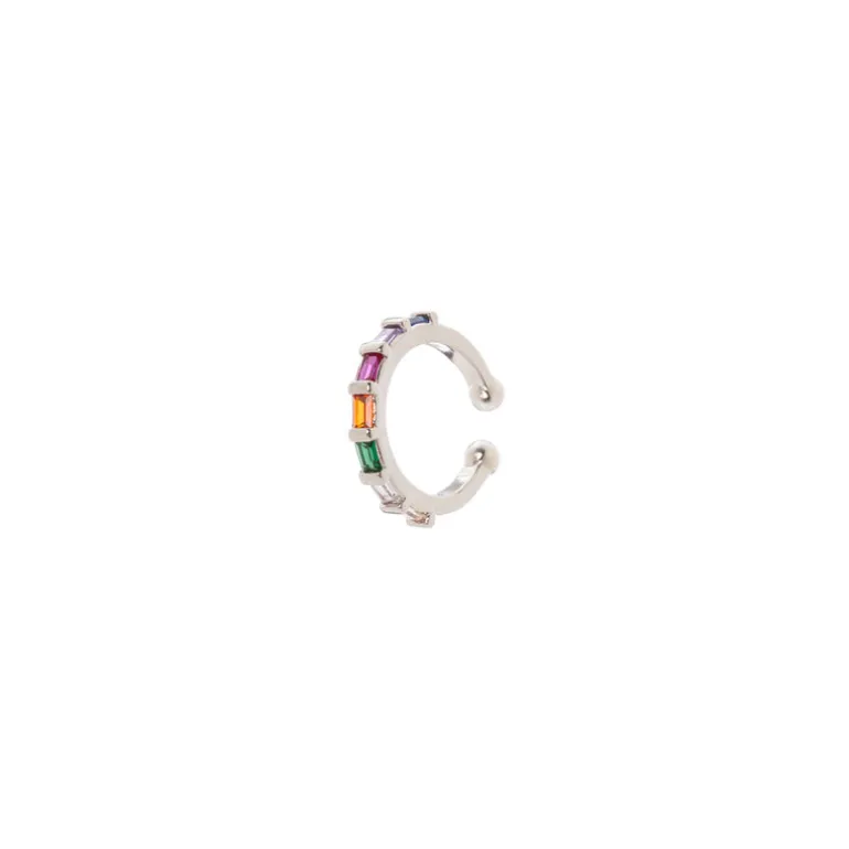 Orecchino Ear cuff mini cerchio e sezioni geometriche Rania - Argento