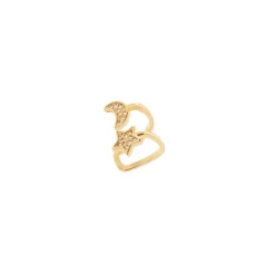 Orecchino Ear cuff mini cerchio, stellina e luna Rania - Oro