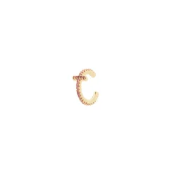 Orecchino Ear cuff mini cerchio e barretta trasversale Rania - Rosso