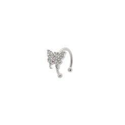 Orecchino Ear cuff mini cerchio filiforme e farfalla Rania - Argento