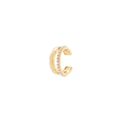 Orecchino Ear cuff mini cerchio a due strisce Rania - Oro