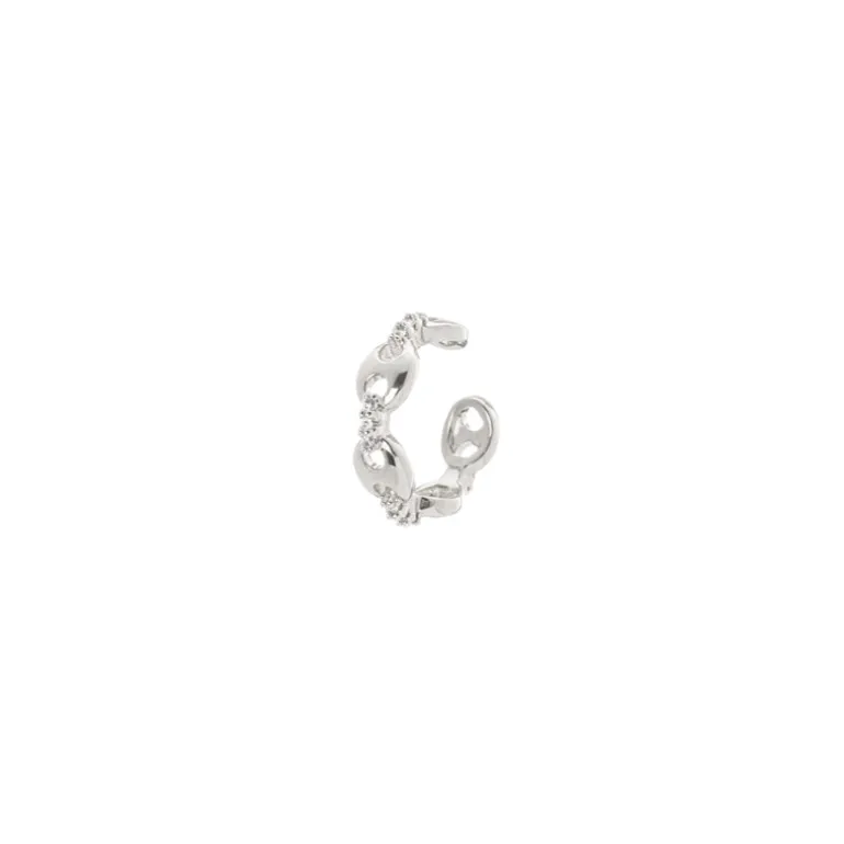 Orecchino Ear cuff mini cerchio maglie marinare Rania - Argento