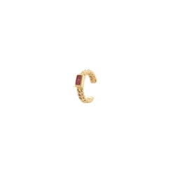 Orecchino Ear cuff mini cerchio a treccia Rania - Rosso