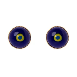 Piccoli orecchini a bottone Partenope - Blu