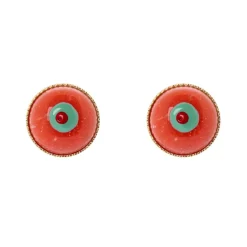 Piccoli orecchini a bottone Partenope - Rosso