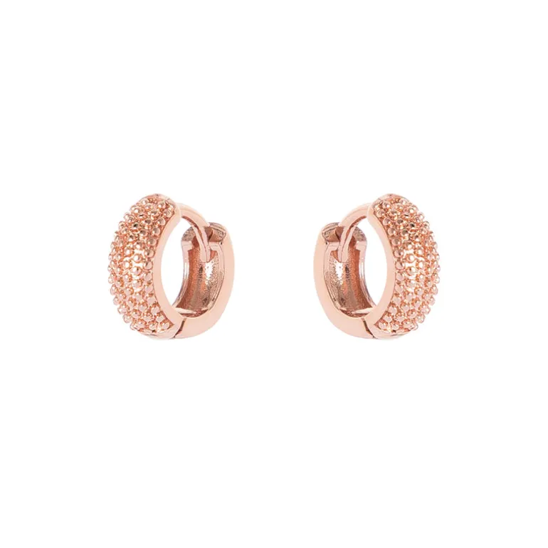 Piccoli orecchini a cerchio e granuli Malibù - Oro rosa