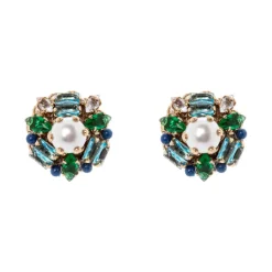 Piccoli orecchini a fiore Sirens - Blu