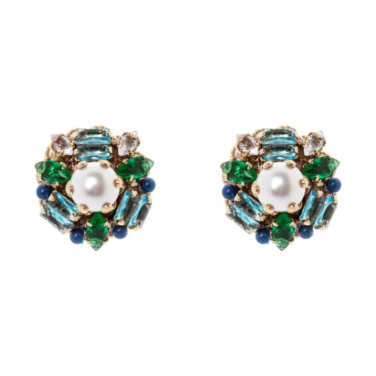 Piccoli orecchini a fiore Sirens - Blu