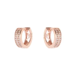 Piccoli orecchini cerchio e brillanti Malibù - Oro rosa
