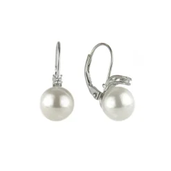 Piccoli orecchini con perla e zircone Pearl - Bianco