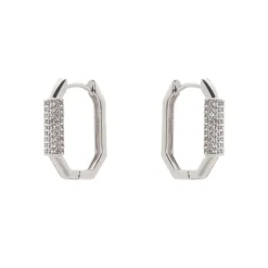 Piccoli orecchini mini cerchio ottagonale Ginevra - Argento