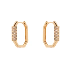 Piccoli orecchini mini cerchio ottagonale Ginevra - Oro