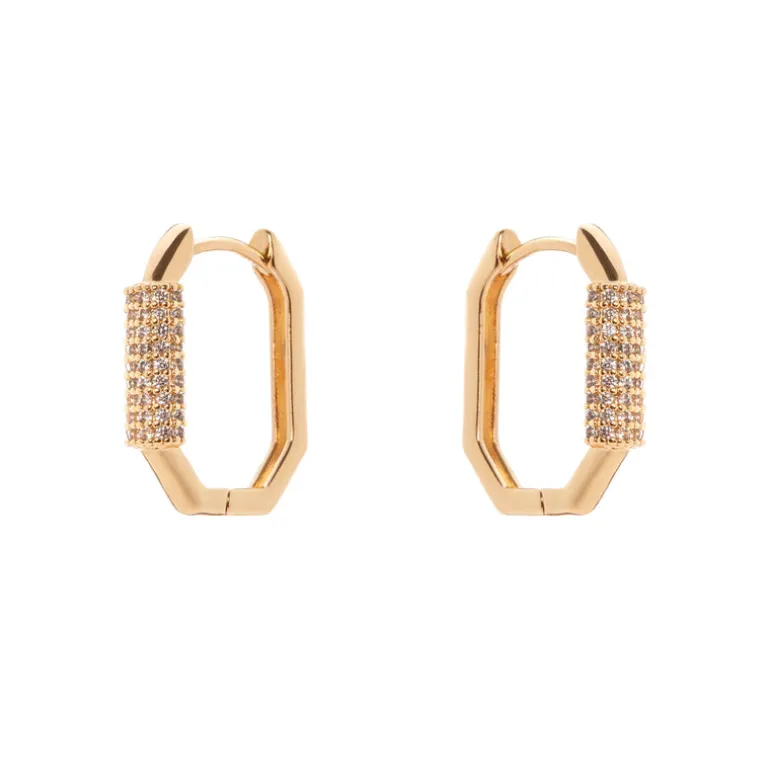 Piccoli orecchini mini cerchio ottagonale Ginevra - Oro