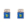 Piccoli orecchini zircone e cabochon Partenope - Blu