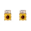 Piccoli orecchini zircone e cabochon Partenope - Giallo